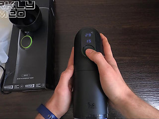 Horny guy uses an automasturbator, moaning heavily, experiencing the best orgasm of his life, unboxing the Tryfun toy