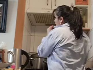 Slut wife cooking without being very hot