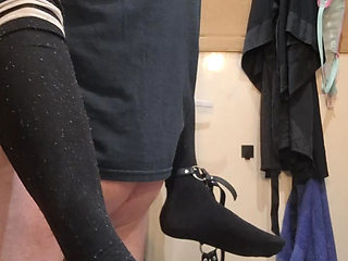 Husband with big cock and wife with tight pussy, in the bathroom have a few moments for each other