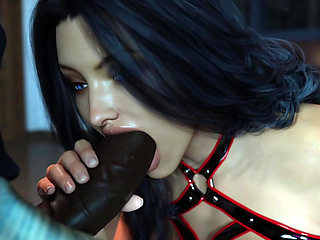 MILF Anna Sucking Old Man Huge Black Cock in Bar and Cum Swallows