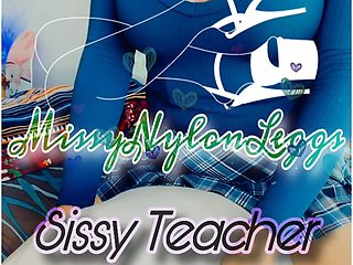 MissyNylonLeggs - Sissy Teacher Pillow Humping