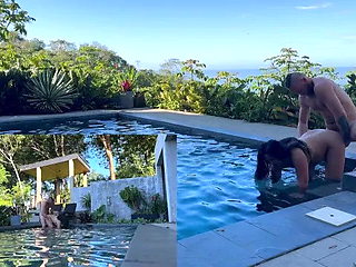 Outdoors Assfucking and Blowjob at the Pool