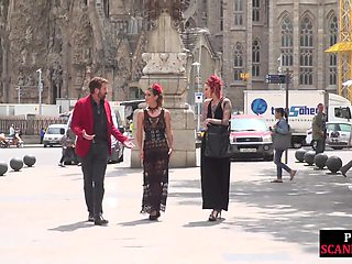 Redhead domina n lord showing their naked babe sub in public