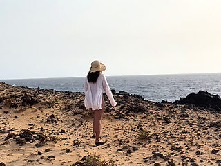 My Big Thai Tits Tremble in the Salty Wind, Hard Nipples Exposed at the Naked Beach
