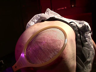 Tied up slave gets pegged and whipped by latex femdom