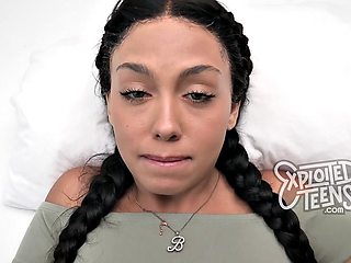 Pigtailed Brunette Teens Big Cock POV Blowjob Debut