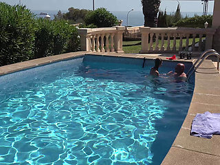 Insatiable MILF Rides Her Lover in the Pool