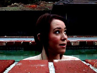 Ashley Shannon interviewed by the swimming pool