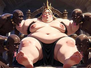 SSBBW Queen Body Worship - Slaves Licking Her Entire Body to Orgasm