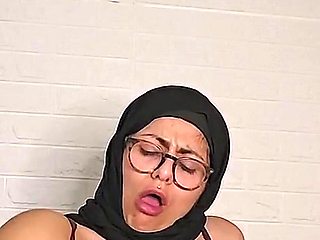 Hot Arab Wife Mia Niqab Jumping on 12 Inches BBC Dildo