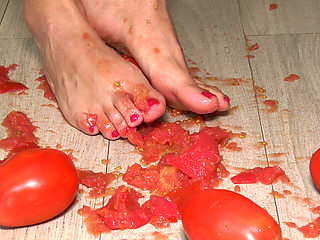Hot Latina Tramples on Tomatoes and Gets Her Beautiful Feet Dirty!