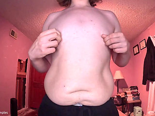 I play with my belly and nipples - Lotion, Belly, & Nipple Video