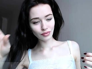 Beautiful teen brunette Jessica Sinn masturbates