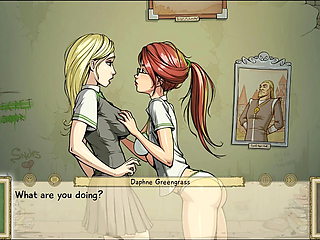 2 Lesbian Slutty School Girls Get it On In Hogwarts - Innocent Witches - Harry Potter - School Girl Outfit, Skirt Socks Panties
