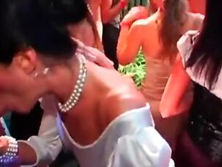 DRUNKSEXORGY - Horny brunette bride eats a big cock in public