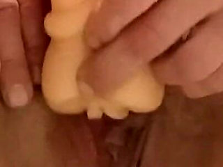 Rubbing Toy Pussy Against Mine. Close up Lesbian Rubbing. Pussy Toy