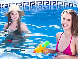 Kinky chicks having fun in the pool - Ruby Shades & Kate Quinn