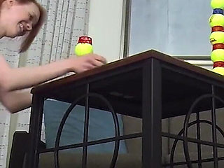 Two Lesbians in an Intimate Strip Ball Stacks Challenge