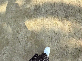 Desperate To Pee At The Park: Girl Almost Pisses Herself In Public Before Squatting Behind Bushes