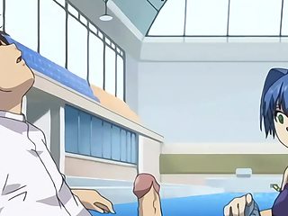 Uncensored Hentai Kimihagu: Fit Blue-haired Minami Indulges In Sex With Her Best Friend In the Pool