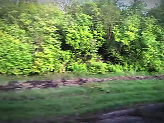 Twink took the train from the city to the forest to jerk off his cock among the mushrooms and trees