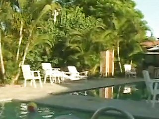 Brazilian Teen Girl with Small Tits has sex by the Pool