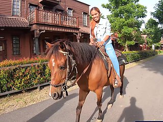 Riding a  and fucked in a saloon