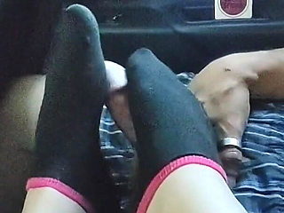 Black Ankle Sock Footjob Sockjob - Cum on Socks