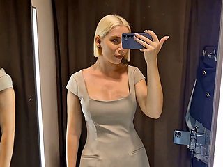 Big tits, fitting room, public outside