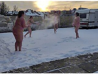 Swingers With Four People. Two Married Couples Play In The Snow Naked In Public. The Women Pee In The Snow And The Men Lick It Off
