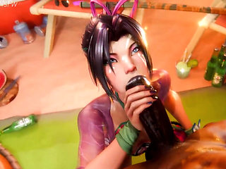 Slutty Fucking Ass Psylocke Deepthroats a BBC at the Beach, Honoka Big Breast Paizuri Cumshot Facial