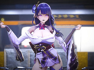 [mmd] Raiden Shogun Phone Number Oversized Cup Big Breasts Riding Dance Sex Sex