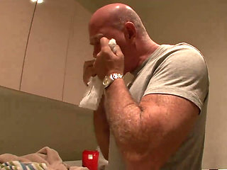 Skinny young brunette gets fucked hard by an old pig