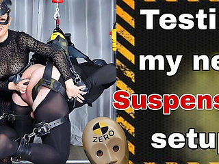 Amateur Femdom Suspension Bondage Test - Masked Slave Gets Pegged & Prostate Massage