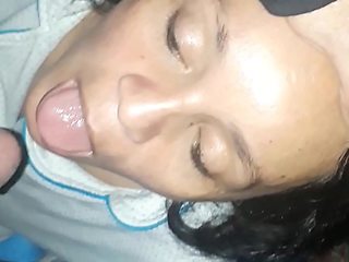 Milf stepmom gets fucked by mouth and gets cum in her mouth