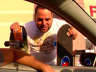 Blonde bitch sucks me legs cock then gets fucked hard