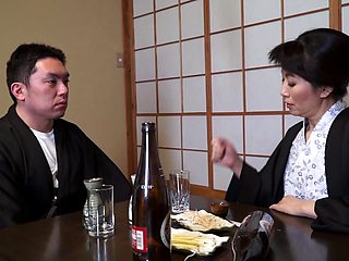 Mature amateur Japanese wife Sumika Natori fucked after the dinner