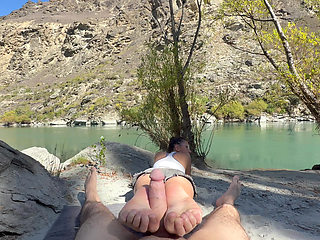 I Took Whoopsy for a Walk Along the River and Decided to Stop so I Could Play with His Cock While Laying in the Sun!