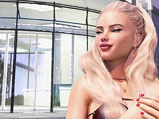 Yoga class with sexy blonde gym girl and a visual novel about eating pussy