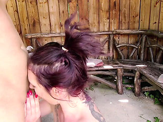 Outdoor Sex with Tattooed Brunette Wife Mercedes Boodé - Pierced Pussy and Cum in Mouth