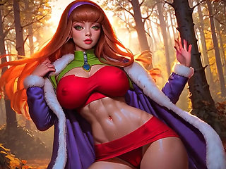 Perfect Body Redhead Daphne Blake From Scooby-Doo Dancing and Teasing With Red Sexy Panties and Pussy