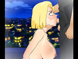 Android 18 Throat Fucked Balls Deep by a Big Thick Cock with Her Face Soaked in Cum Right in Front of Her Husband
