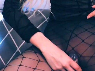 Scoopcake fucking herself in hot nylon action with double layers