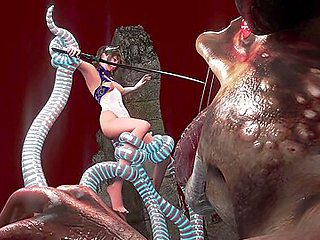 Ugly Giant Toad With Tentacles Fucked A Warrior Girl With A Sword