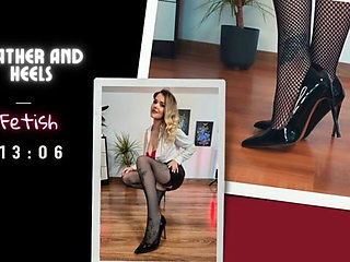 Leather and Heels, Shoe Fetish, Licking a Leather Skirt