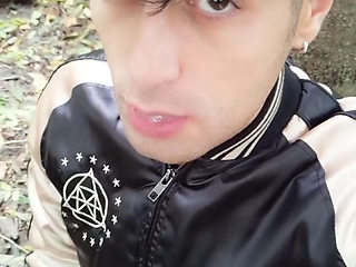 Having Cum Load From Used Condom, Rinsing Mouth with Cum and Swallowing Cum Outside
