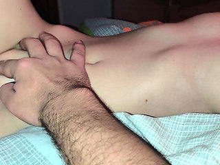 I help my stepsister! Tight pussy masturbation and tit massage