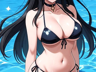 Stepmother seduces stepson with videos in a swimming pool while wearing a swimsuit - JOI dirty language