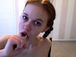 Cute Teen Dolly Little Brushing Her Teeth
