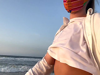 Blonde Amateur with Big Tits Is Walking Without a Bra